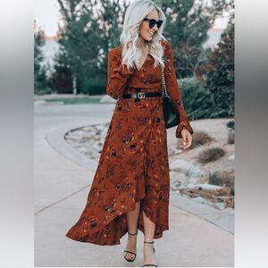 New Leith Bell Sleeve Wrap Midi Dress